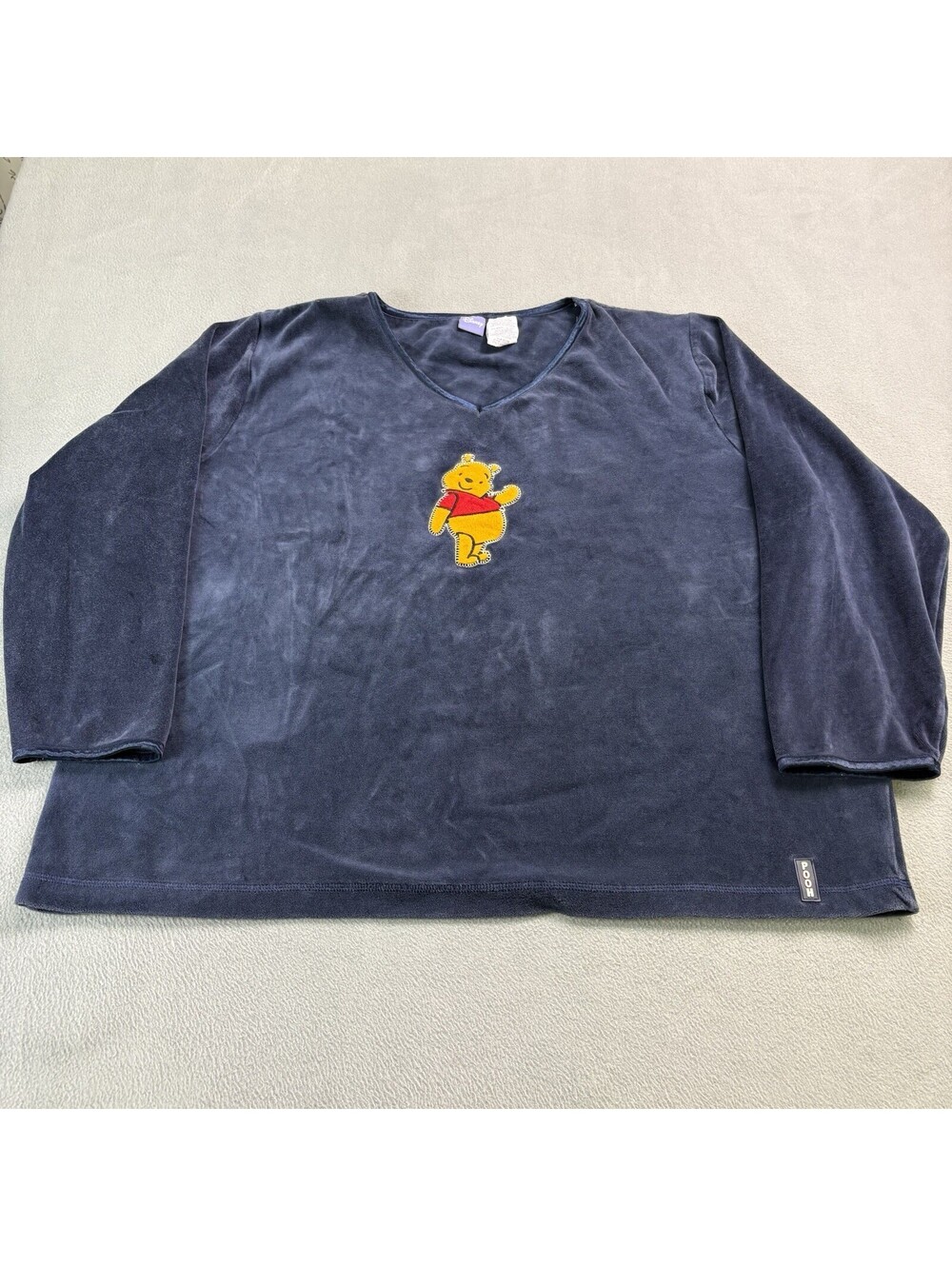 Vintage Disney Winnie The Pooh Velour Sweatshirt Women’s Size 18/20 Blue